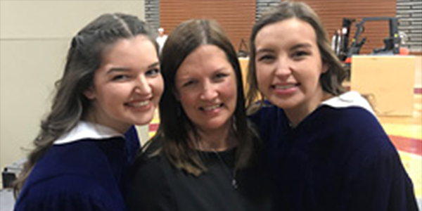 Marin, Kristi and Madi Wilts on the Concordia campus after a choir concert